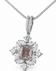 3.01 ct. Pink Square Cushion Lab Diamond Halo Pendant
