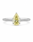 1.56 ct. Yellow Pear Lab Diamond Halo Ring