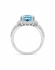 6.52 ct. Blue Oval Lab Diamond Halo Ring