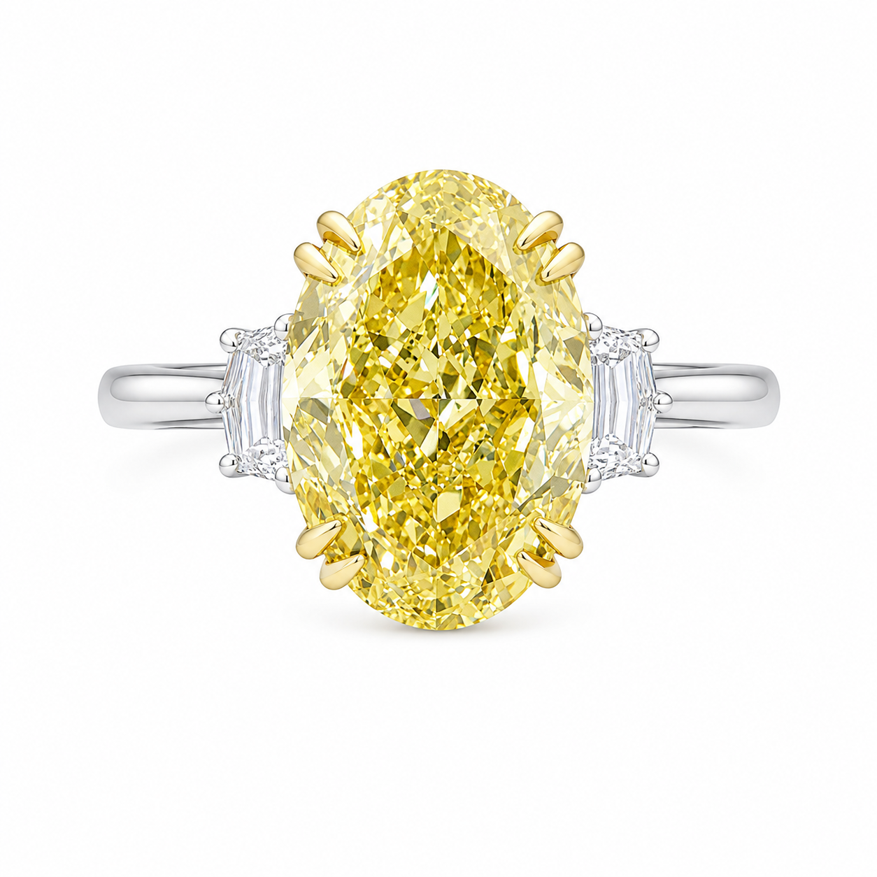 5.02 ct. Yellow Oval Lab Diamond Solitaire Ring