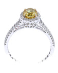 1.32 ct. Yellow Oval Natural Diamond Halo Ring