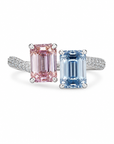 3.92 ct. Blue/Pink Lab Diamond 2-Piece Ring