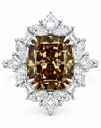 5.03 ct. Brown Cushion Lab Diamond Halo Ring