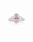 4.06 ct. Pink Oval Lab Diamond Three-Stone Ring