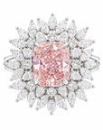 3.42 ct. Pink Cushion Lab Diamond Halo Ring