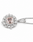 1.01 ct. Pink Cushion Lab Diamond Halo Pendant