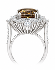 5.03 ct. Brown Cushion Lab Diamond Halo Ring