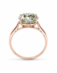 3.68 ct. Green Cushion Natural Diamond Solitaire Ring
