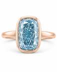 3.33 ct. Blue Cushion Lab Diamond Solitaire Ring