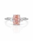 2.30 ct. Pink Radiant Lab Diamond Three-Stone Ring