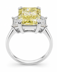 5.27 ct. Yellow Radiant Lab Diamond Three-Stone Ring