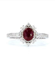 1.01 ct. Red Oval Natural Ruby Halo Ring