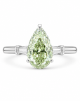 1.54 ct. Fancy Vivid Green Pear Cut Diamond Ring