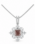 3.01 ct. Pink Square Cushion Lab Diamond Halo Pendant
