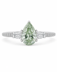 1.83 ct. Green Pear Lab Diamond Three-Stone Ring