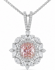 1.50 ct. Pink Cushion Lab Diamond Halo Pendant