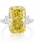 10.13 ct. Yellow Cushion Lab Diamond Three-Stone Ring