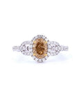 0.97 ct. Yellow Oval Natural Diamond Halo Ring