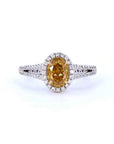1.32 ct. Yellow Oval Natural Diamond Halo Ring