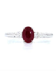 1.01 ct. Red Oval Natural Ruby Three-Stone Ring