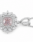 1.50 ct. Pink Cushion Lab Diamond Halo Pendant