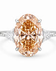 5.54 ct. Brown Oval Lab Diamond Three-Stone Ring