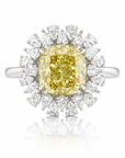 4.06 ct. Yellow Cushion Lab Diamond Halo Ring