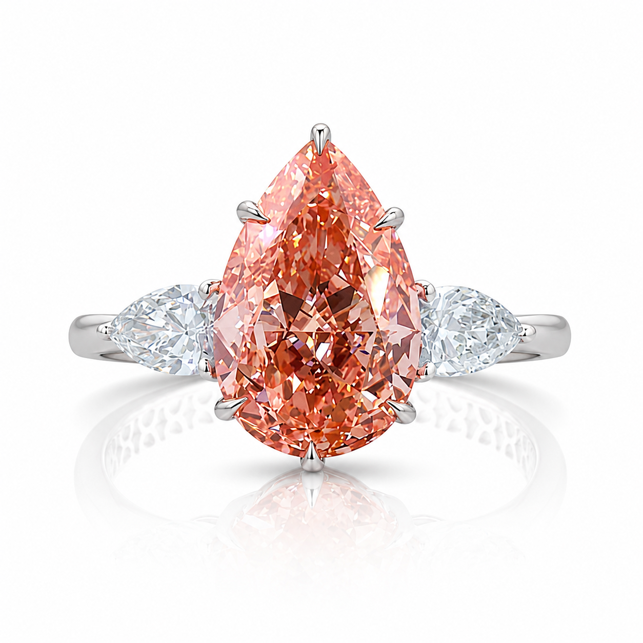 4.02 ct. Pink Pear Lab Diamond Solitaire Ring