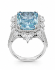 10.12 ct. Blue Radiant Lab Diamond Halo Ring