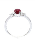 1.01 ct. Red Oval Natural Ruby Three-Stone Ring