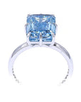 7.03 ct. Blue Radiant Lab Diamond Solitaire Ring