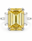 10.02 ct. Yellow Emerald Lab Diamond Three-Stone Ring
