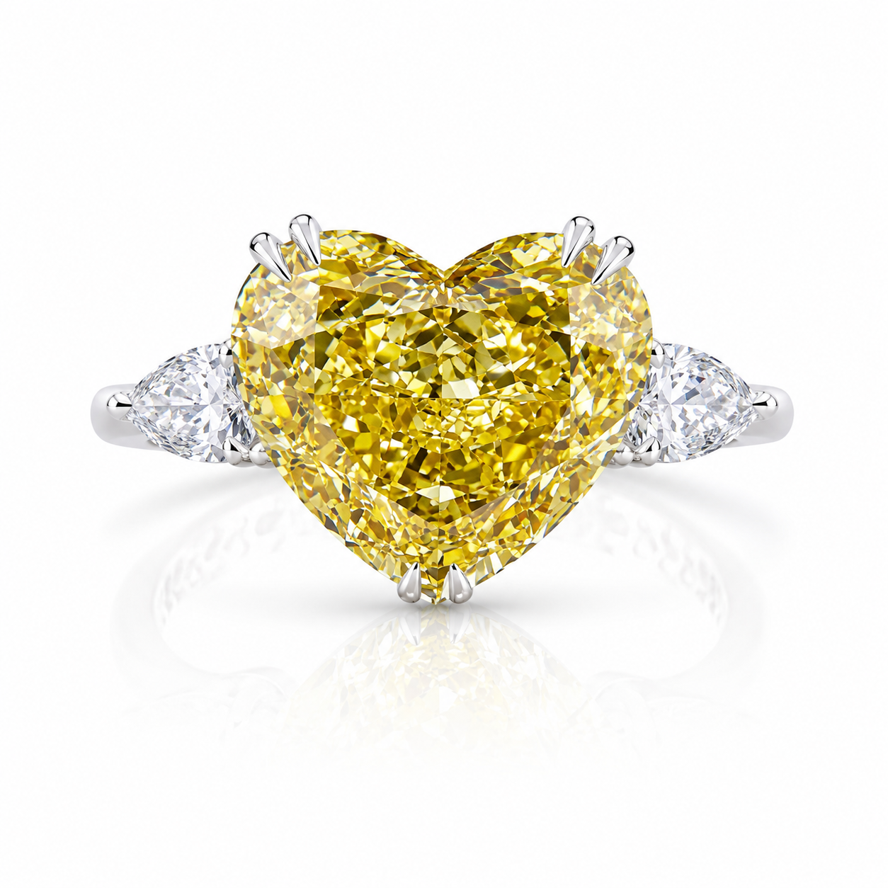 7.05 ct. Yellow Heart Lab Diamond Solitaire Ring