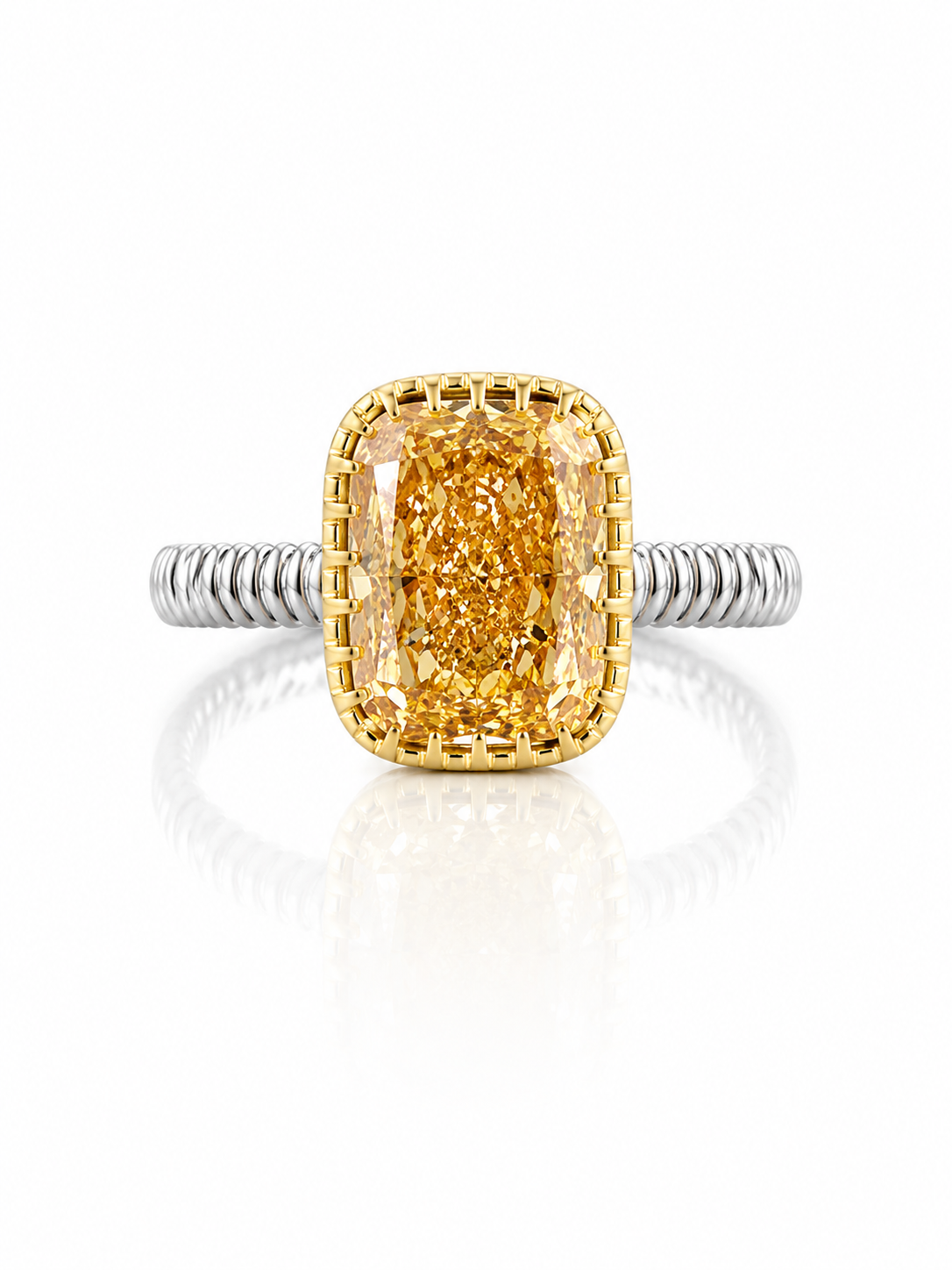 6.55 ct. Yellow Cushion Lab Diamond Solitaire Ring