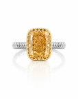 6.55 ct. Yellow Cushion Lab Diamond Solitaire Ring