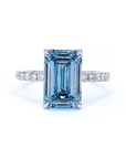 5.08 ct. Blue Emerald-Cut Lab Diamond Solitaire Ring