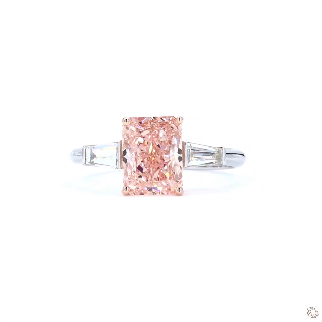 2.46 ct. Pink Rectangular Lab Diamond Ring