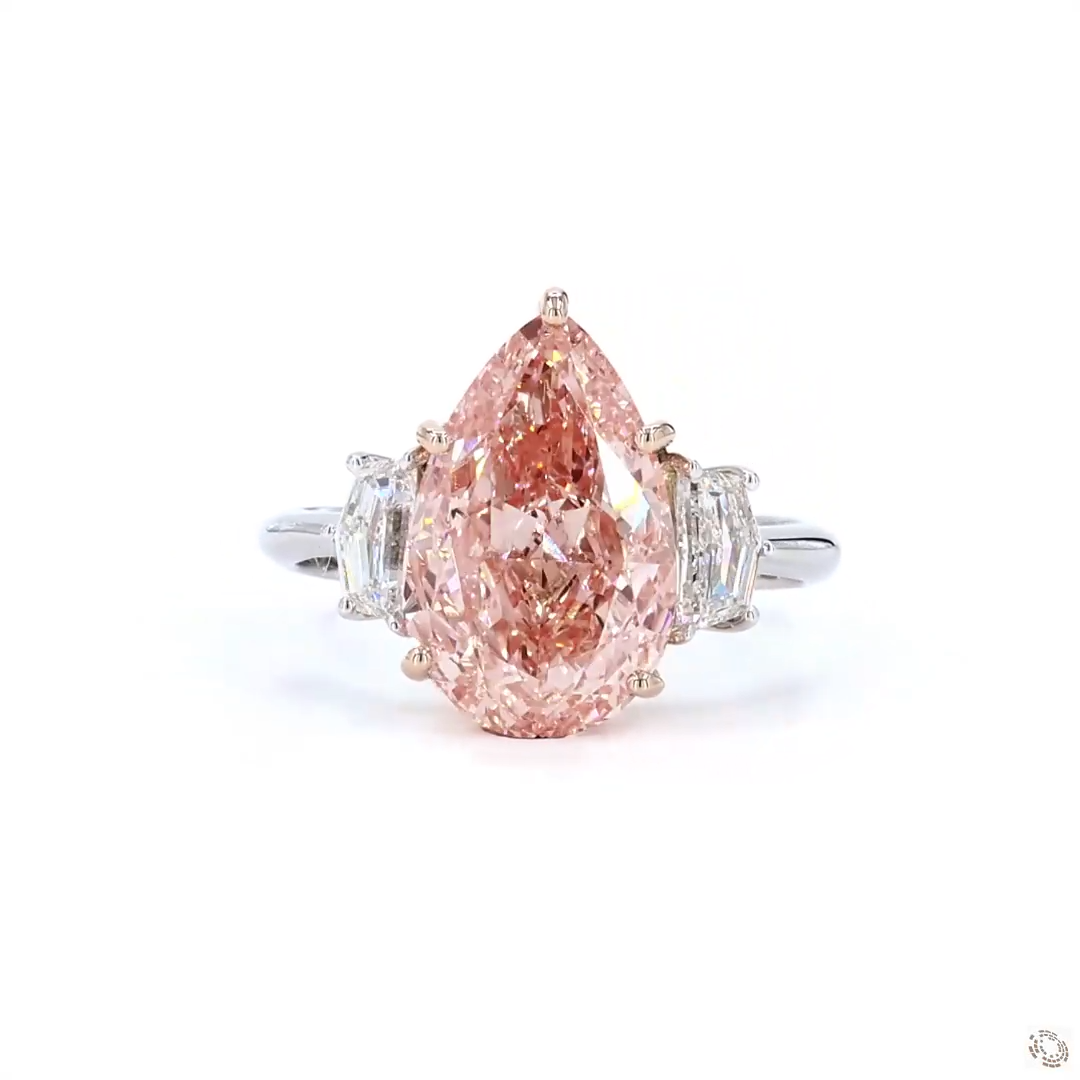 5.01 ct. Pink Pear-Cut Lab Diamond Ring