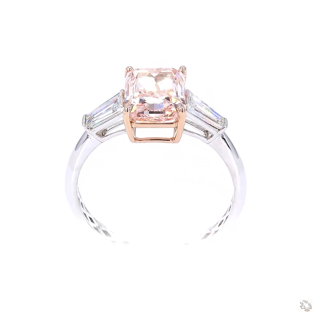 2.46 ct. Pink Rectangular Lab Diamond Ring