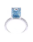 5.08 ct. Blue Emerald-Cut Lab Diamond Solitaire Ring
