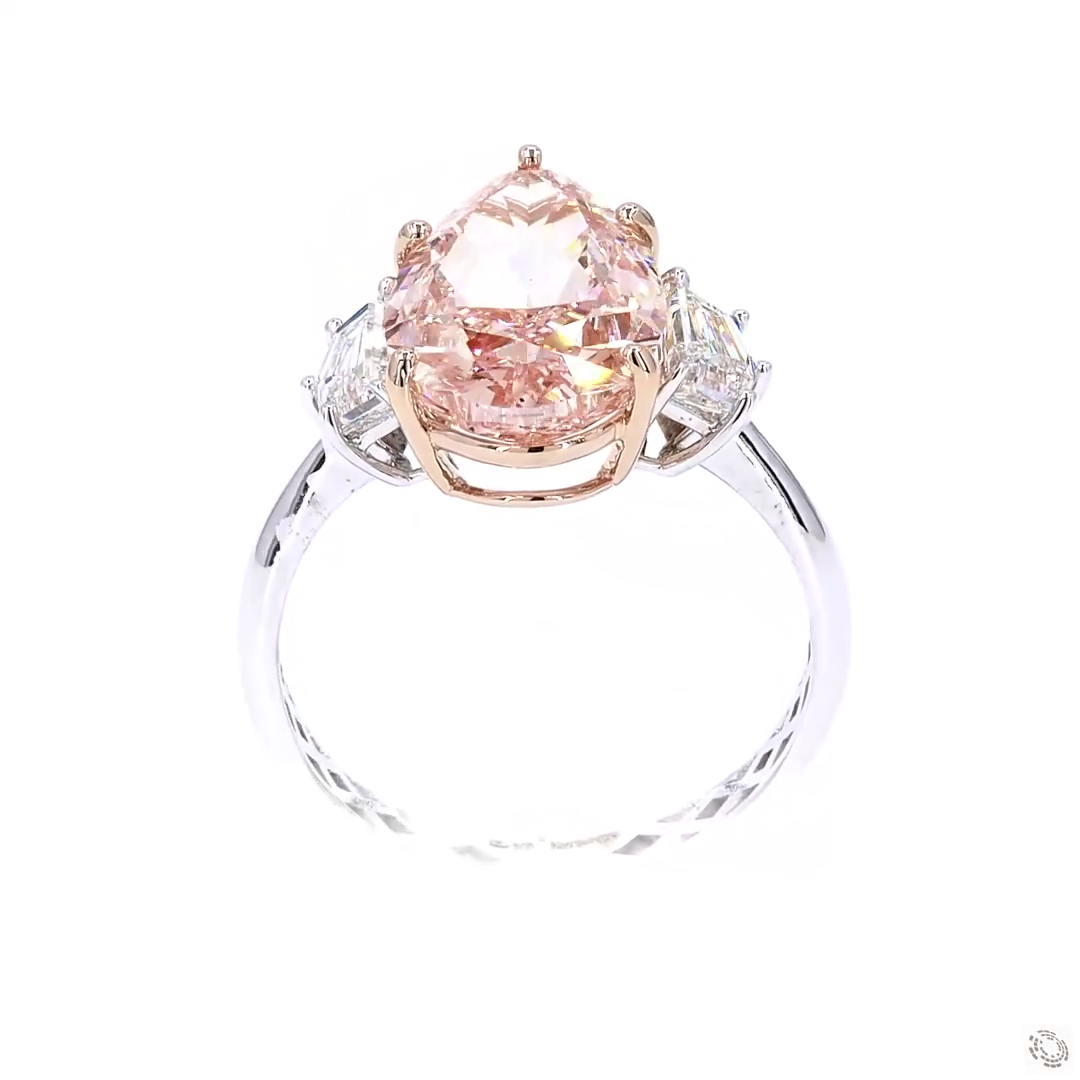 5.01 ct. Pink Pear-Cut Lab Diamond Ring
